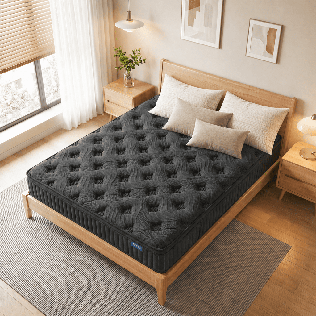 Trujae 12 inch Queen Mattress in a Box, Gel Memory Foam Hybrid Mattress with Pocket Coils, Medium Firm Comfort, Pressure Relief