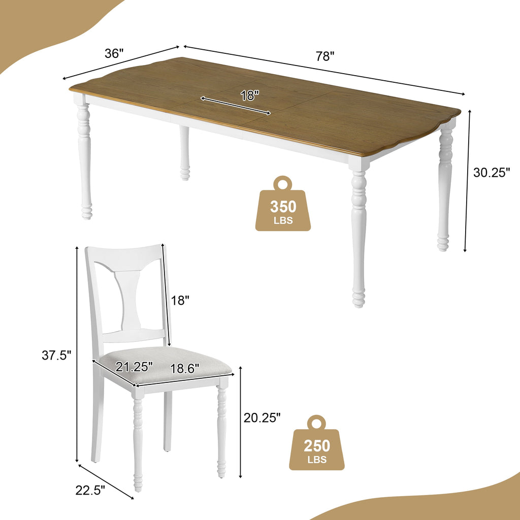 Harper & Bright Designs 7 Pieces Retro Dining Set for 6, Wood Rectangular Table with Designed Trestle Base and 6 Upholstered Chairs for Dining Room and Kitchen, Grey