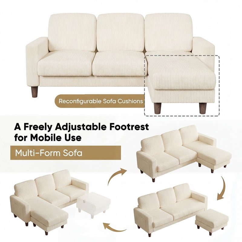 Homall Cloud Modular Sectional Sofa 3 Seat L-Shaped Cloud Oversized Sofa Couch for Living Room, Apartment and Small Space,Dark Gray