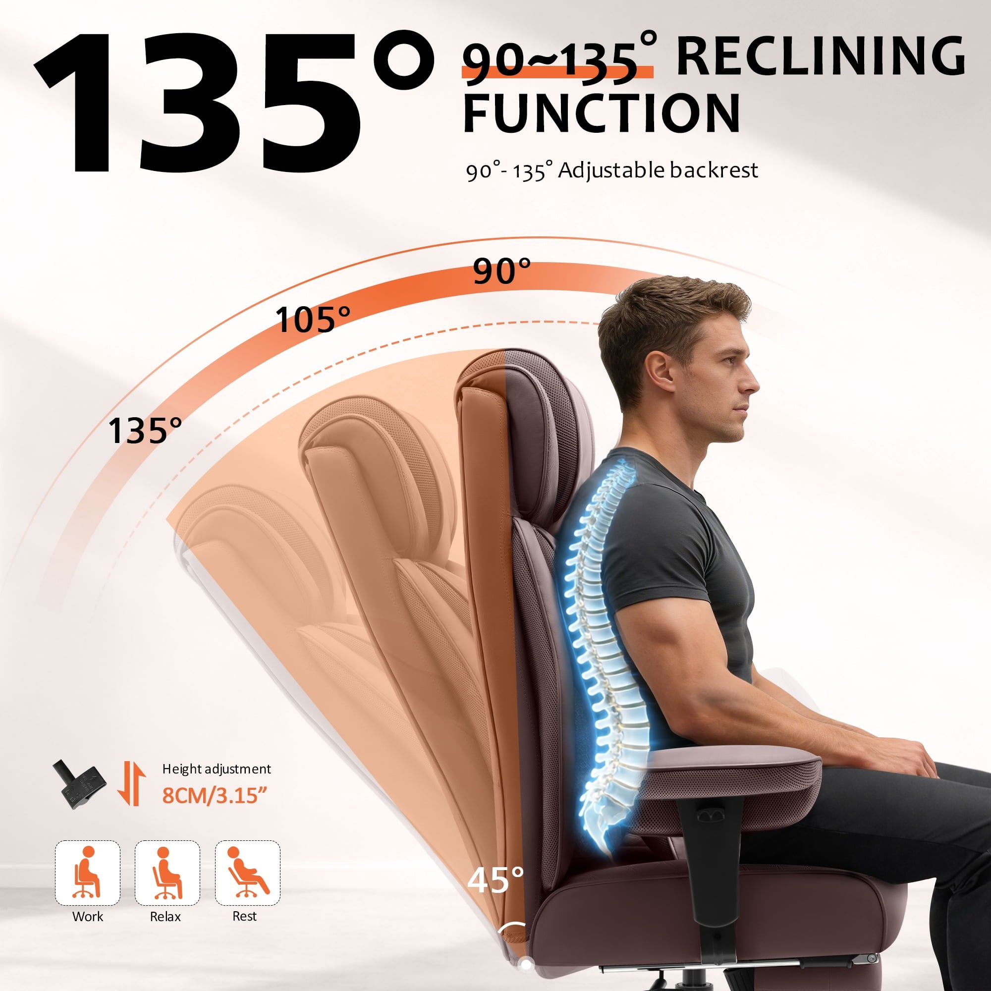 FASTES Office Desk Chair, Big and Tall Office Chair 400lbs Gaming Chair with Footrest, Ergonomic Executive High-Back Reclining Computer Chairs, Swivel Wheels and Lumbar Support, Black