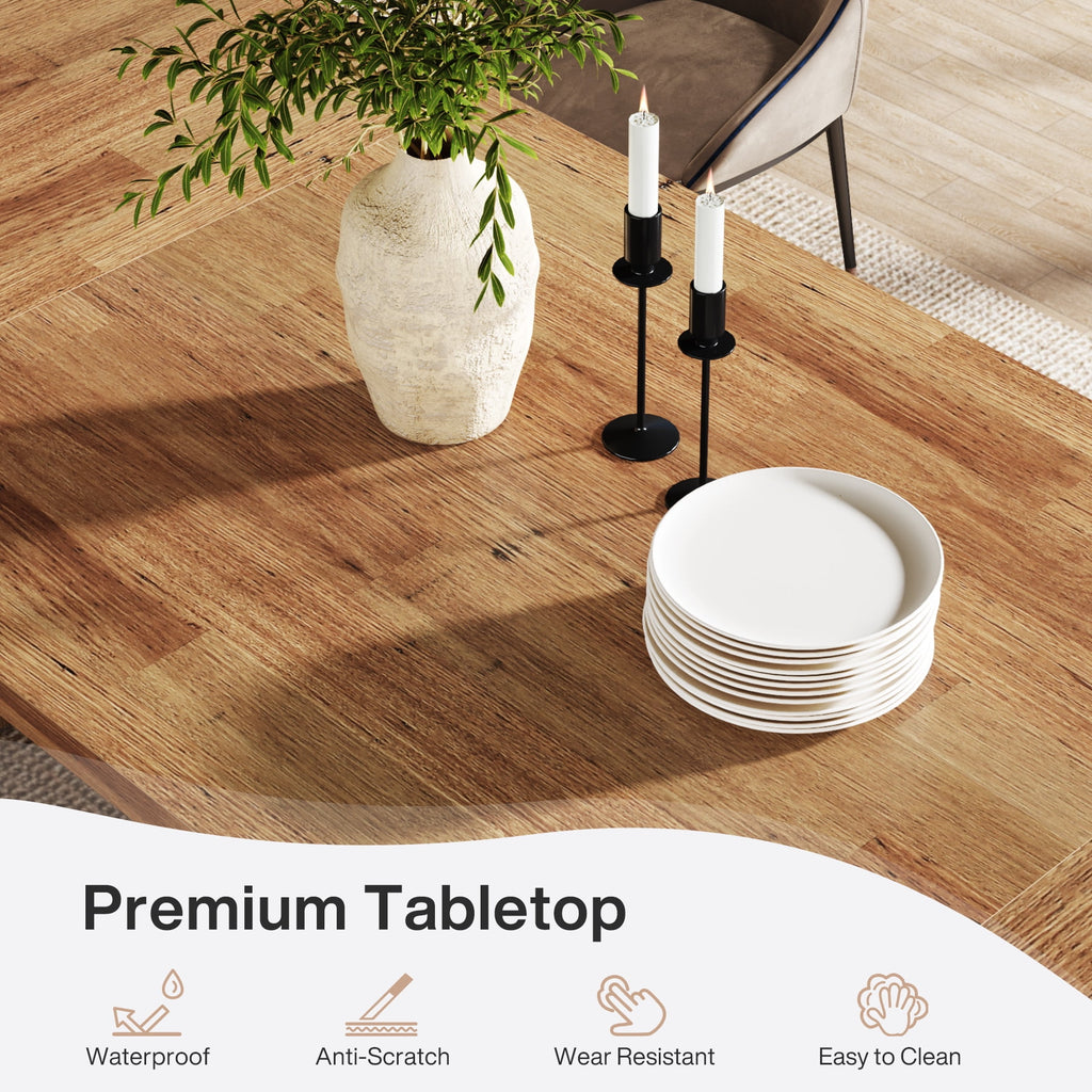 Fnova 70.87 Rectangular Dining Table for 4-6 People, Farmhouse Wood Kitchen Table with Sturdy Legs, Easy to Assemble