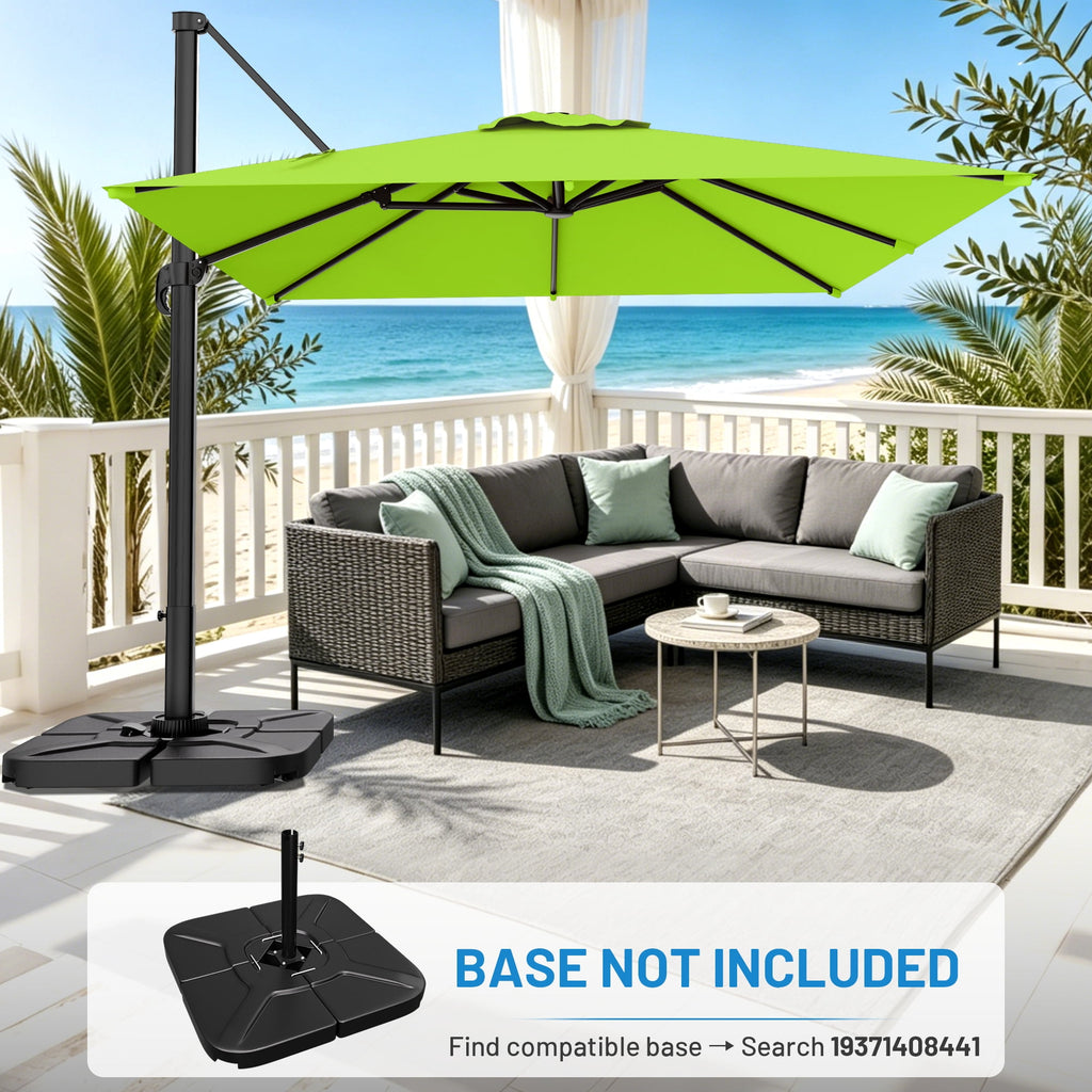Easthome 10 × 10FT Square Cantilever Patio Umbrella, 360° Rotating Offset Umbrella with Crank, 8 ribs, Outdoor Hanging Roman Umbrella for Garden Deck Backyard, Red