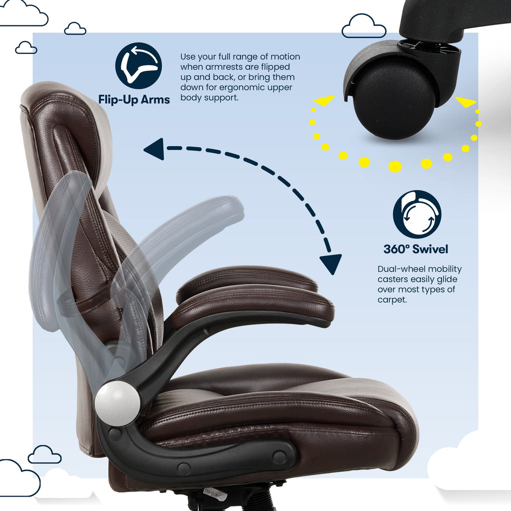 Serta Air Lumbar Bonded Leather Manager Office Chair, Gray Faux Leather