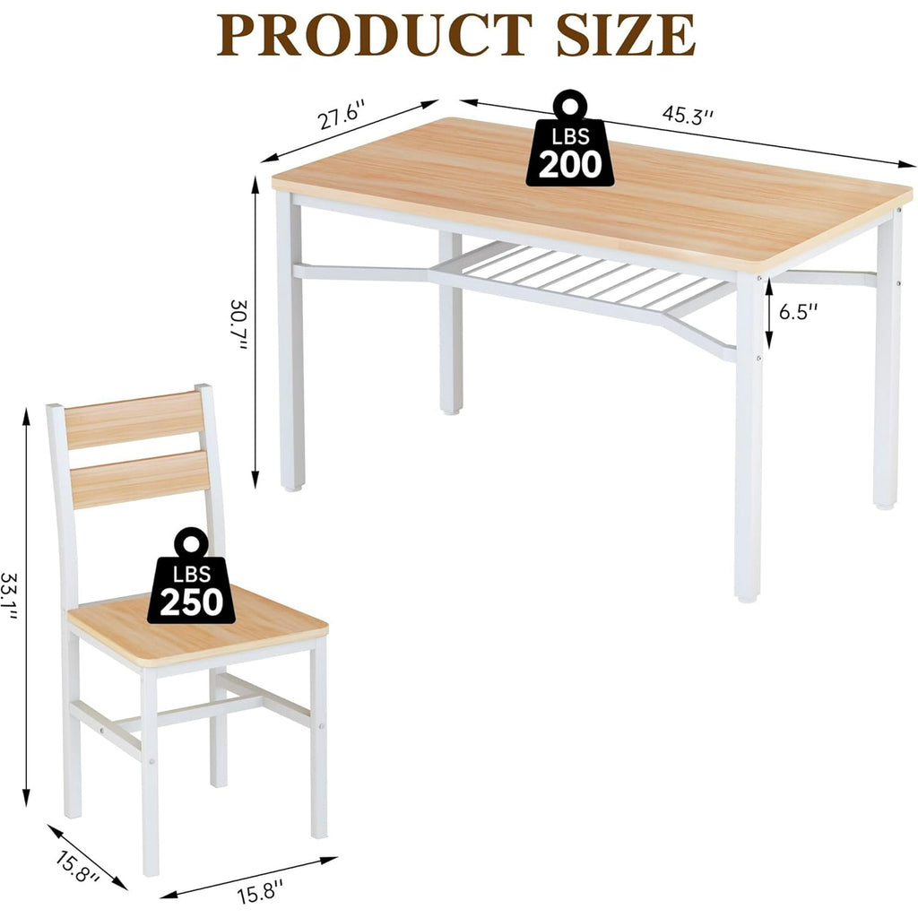 Lamerge 4 Person Dining Table Set, Wooden Dining Table 5 Piece Set with 4 Oak Metal Frame Chairs, Space Saving, Suitable for Apartments, Small Spaces, Kitchens, Breakfast Corners, Espresso Wood C