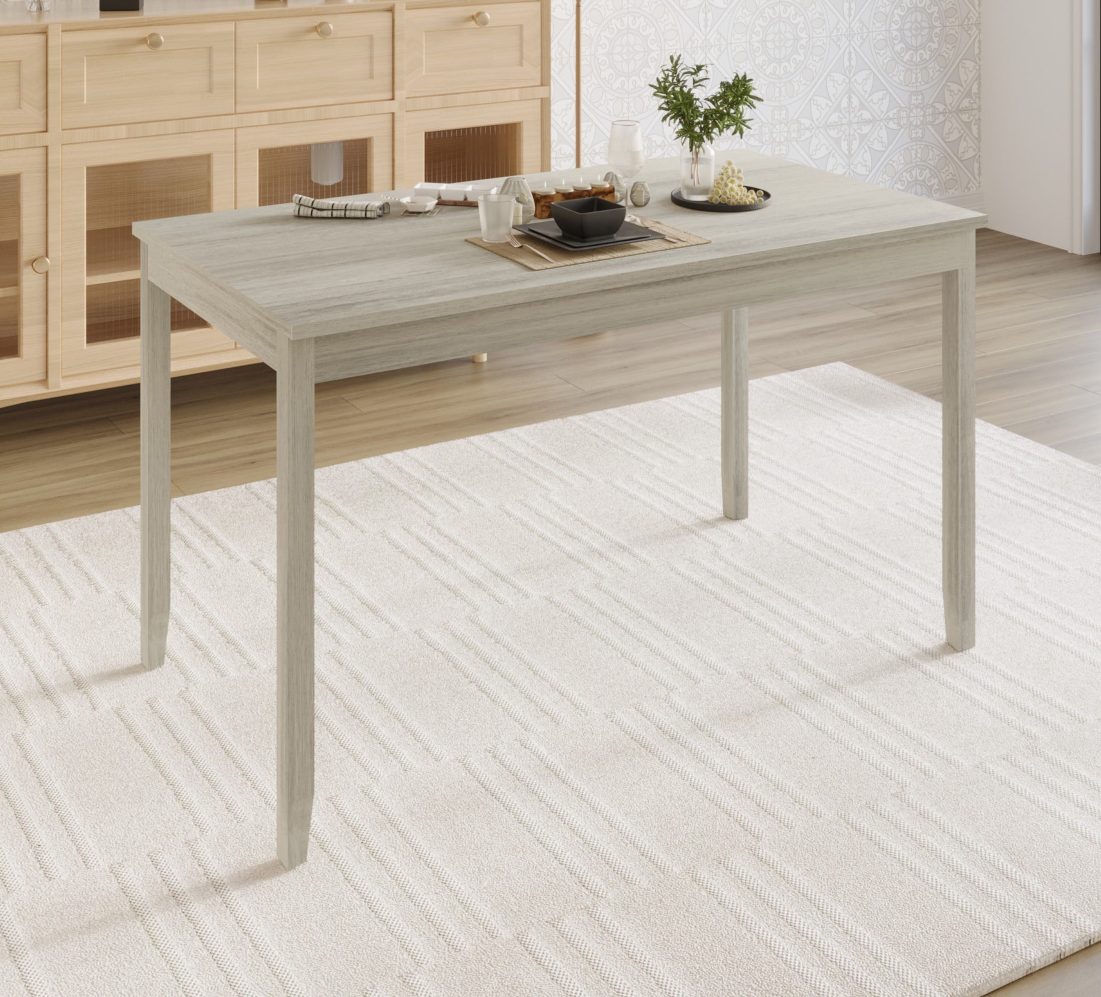 Home Design Greenville Dining Table, Rectangular top, Modern design, Compact for small spaces, Durable construction, Easy to clean, Antique Gray