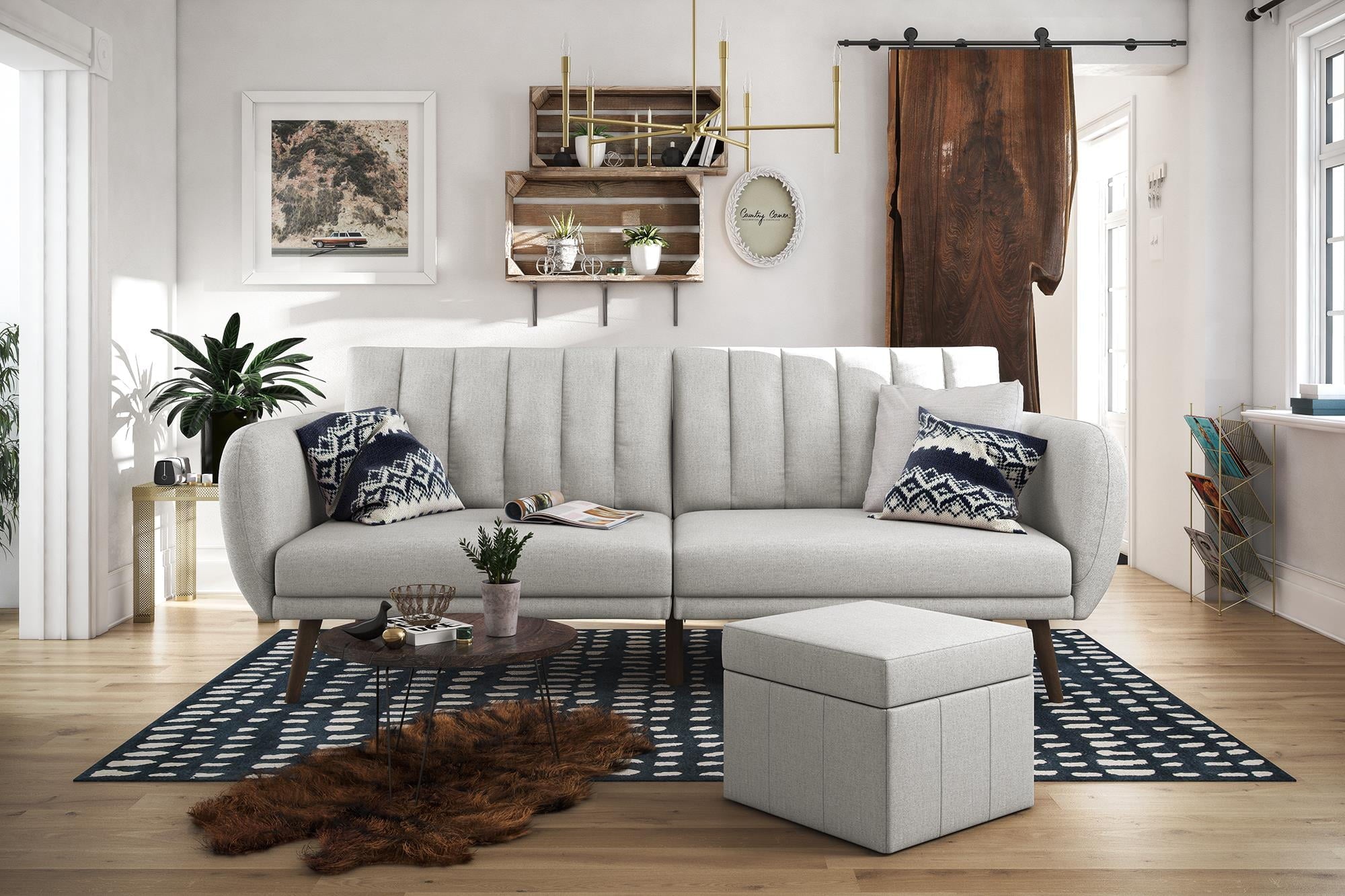 Novogratz Brittany Futon, Blue Linen