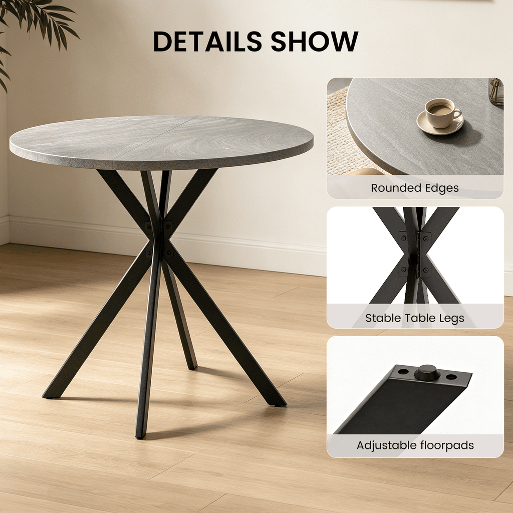 Small Round Dining Table for 2-4 People, 31.7 Modern Round Kitchen Table, Space-Saving Table for Living Dining Room, Coffee ,Apartment