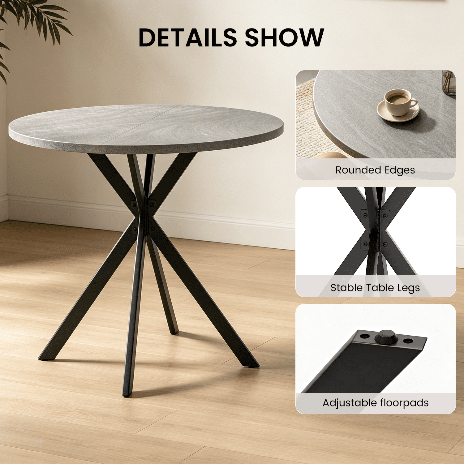 Small Round Dining Table for 2-4 People, 31.7 Modern Round Kitchen Table, Space-Saving Table for Living Dining Room, Coffee ,Apartment
