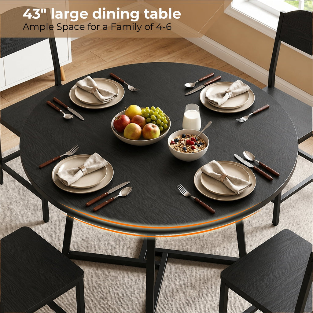 Gasee Dining Table, 43 Round Dining Table, Solid Wood Thickened Table Top Kitchen Dining Table,Dining Table for Dining Room, Home(Only Table),Rustic Brown