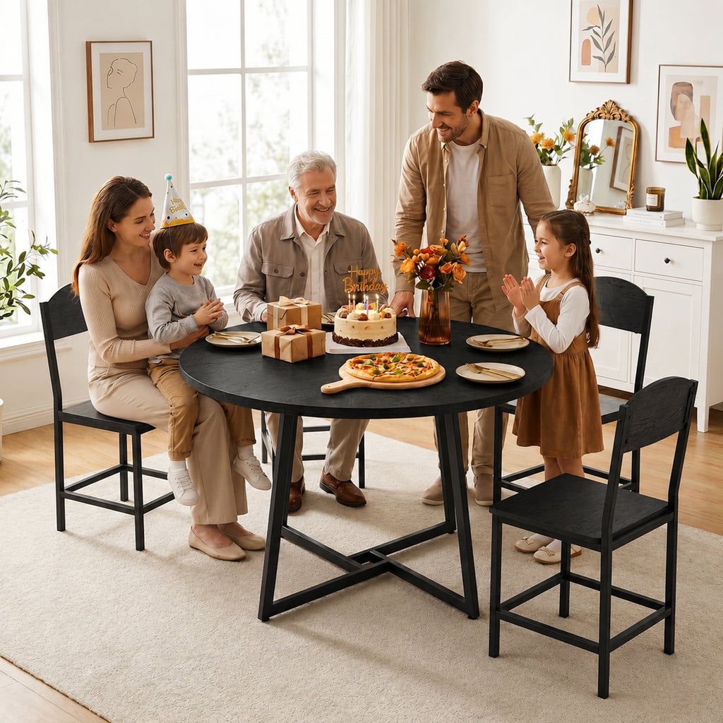 Gasee Dining Table, 43 Round Dining Table, Solid Wood Thickened Table Top Kitchen Dining Table,Dining Table for Dining Room, Home(Only Table),Rustic Brown