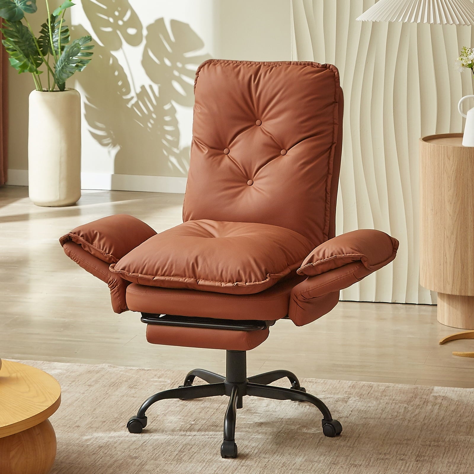 Bestier Big and Tall Executive Office Chair with Flip-up Arms for Adult, Wide Seat Ergonomic Computer Desk Chair,High Back Velvet Comfy Cross-Legged Office Chair with Footrest and Side Pockets, Black