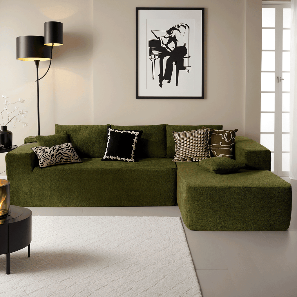 Ovios 106 Cloud Sofa Couch No Assembly Boneless Deep Seat Sofa for Living Room, Black (Corduroy)