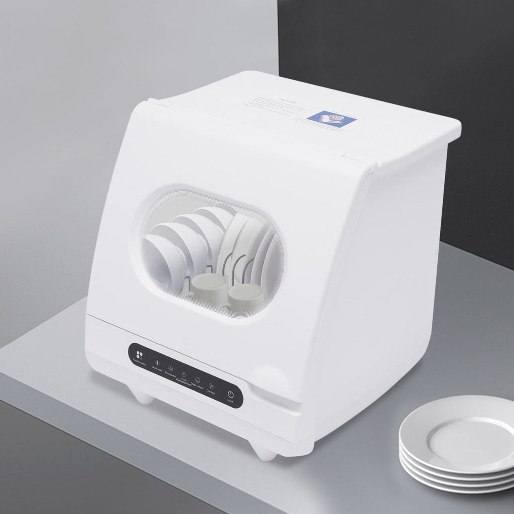 ToppiJoy Portable Countertop Dishwasher with 5 Washing Functions, Quick Wash, Sterilization & Energy-Saving Design – Ideal for Small Kitchens, Apartments, and Family Homes