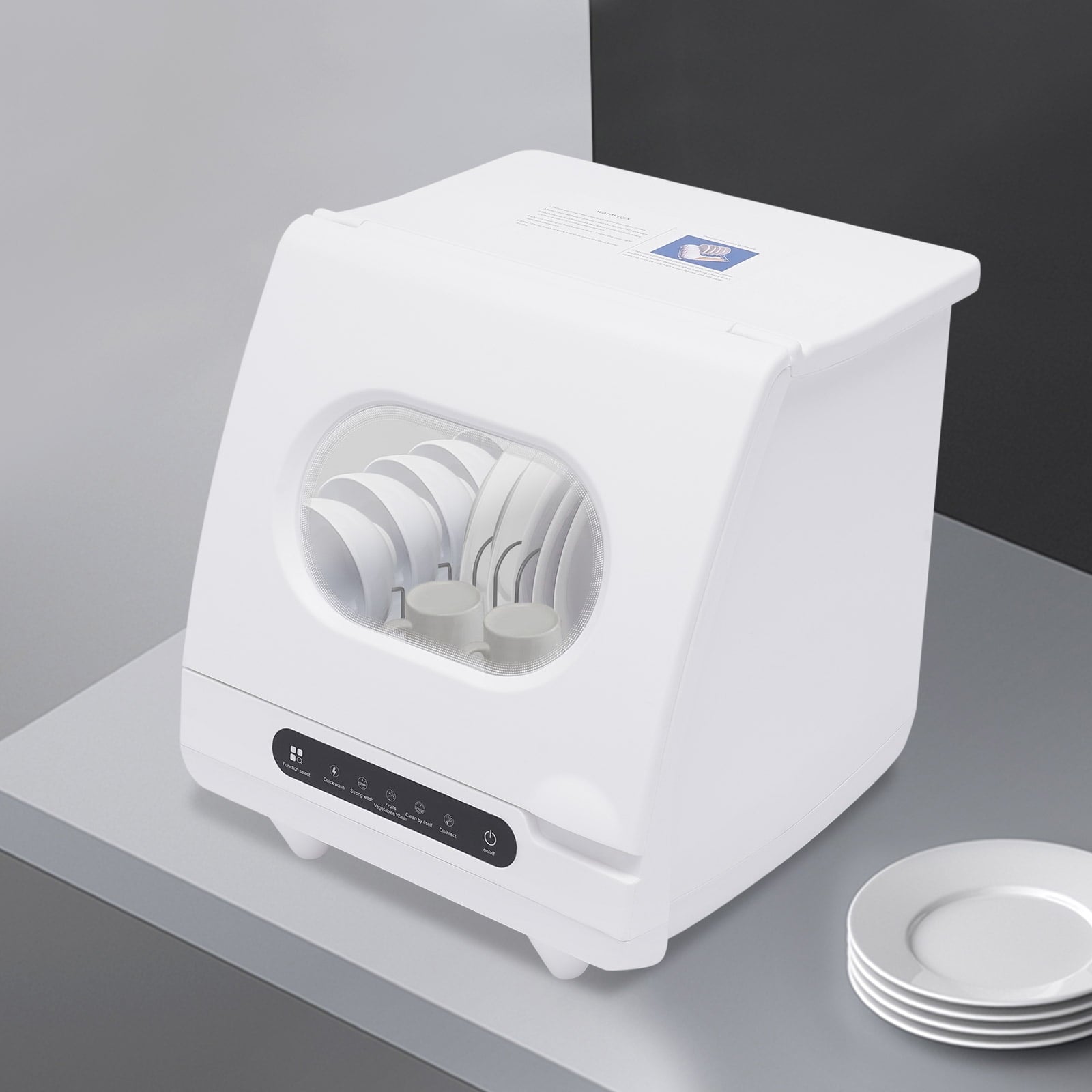 ToppiJoy Portable Countertop Dishwasher with 5 Washing Functions, Quick Wash, Sterilization & Energy-Saving Design – Ideal for Small Kitchens, Apartments, and Family Homes