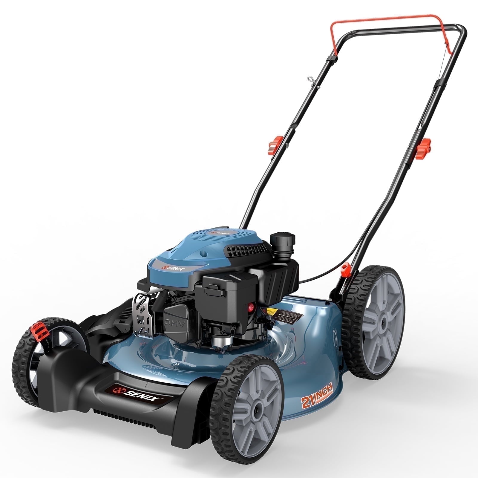 SENIX Gas Lawn mower, 20in Cutting Blade 21in Cutting Deck, 144cc 4-Cycle Engine, Steel Deck with Side Discharge, LSPG-L4
