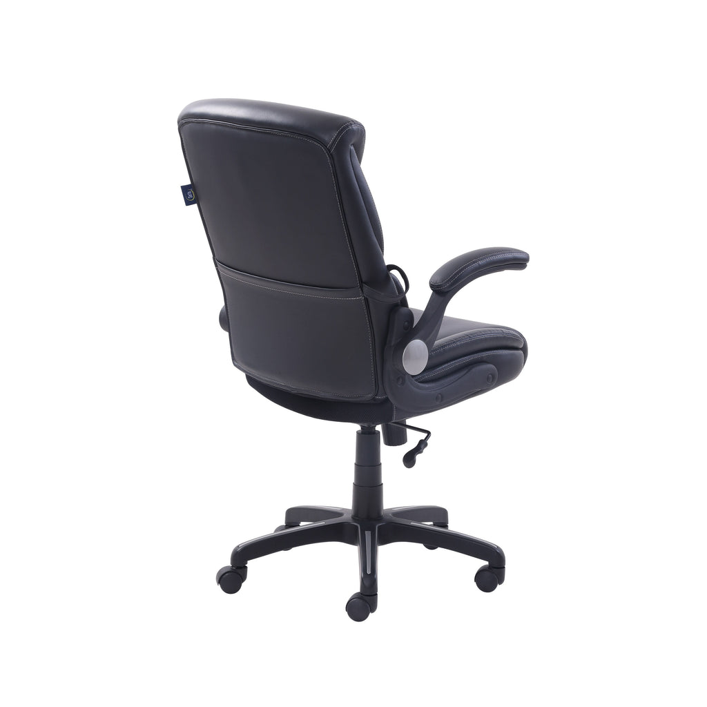 Serta Air Lumbar Bonded Leather Manager Office Chair, Gray Faux Leather