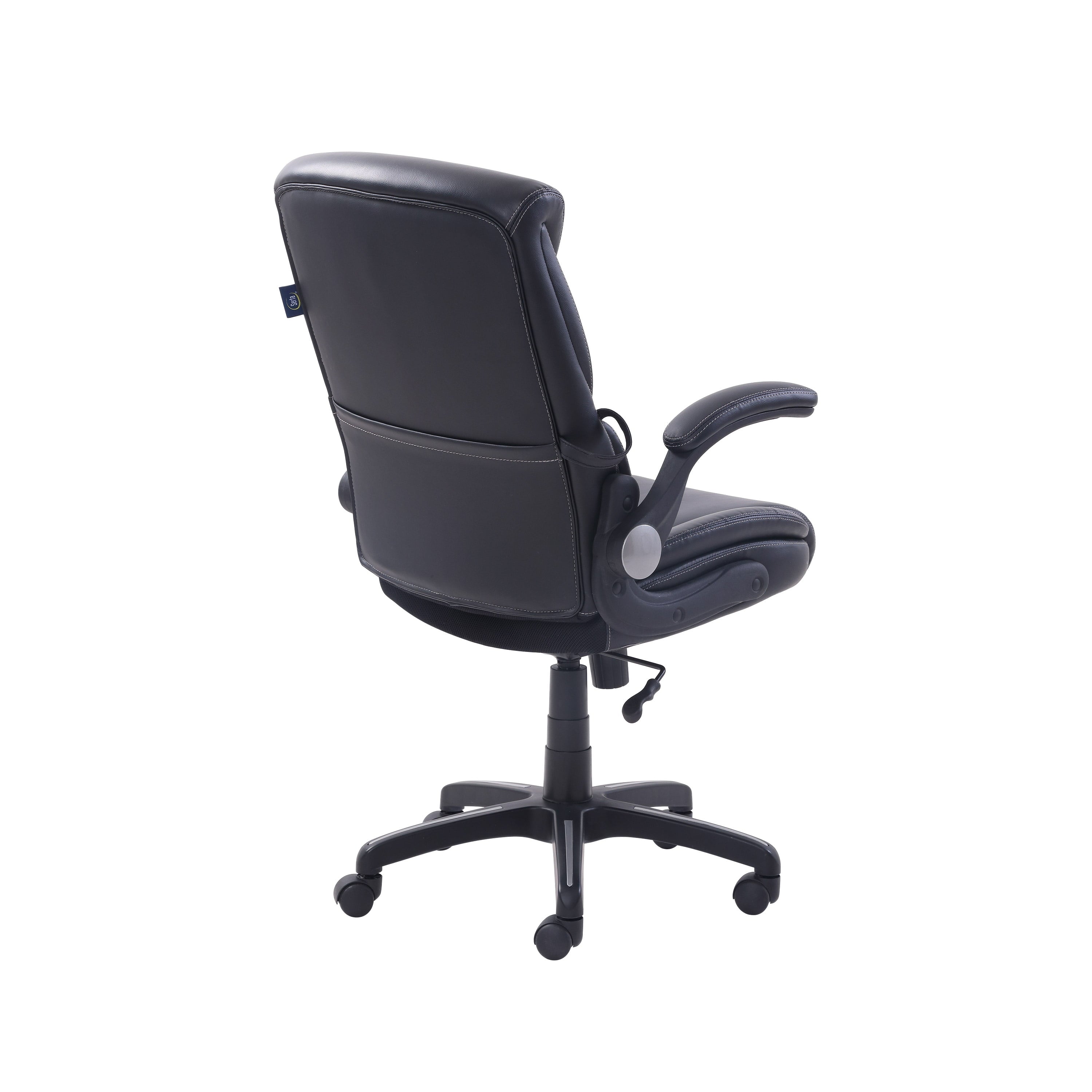 Serta Air Lumbar Bonded Leather Manager Office Chair, Gray Faux Leather