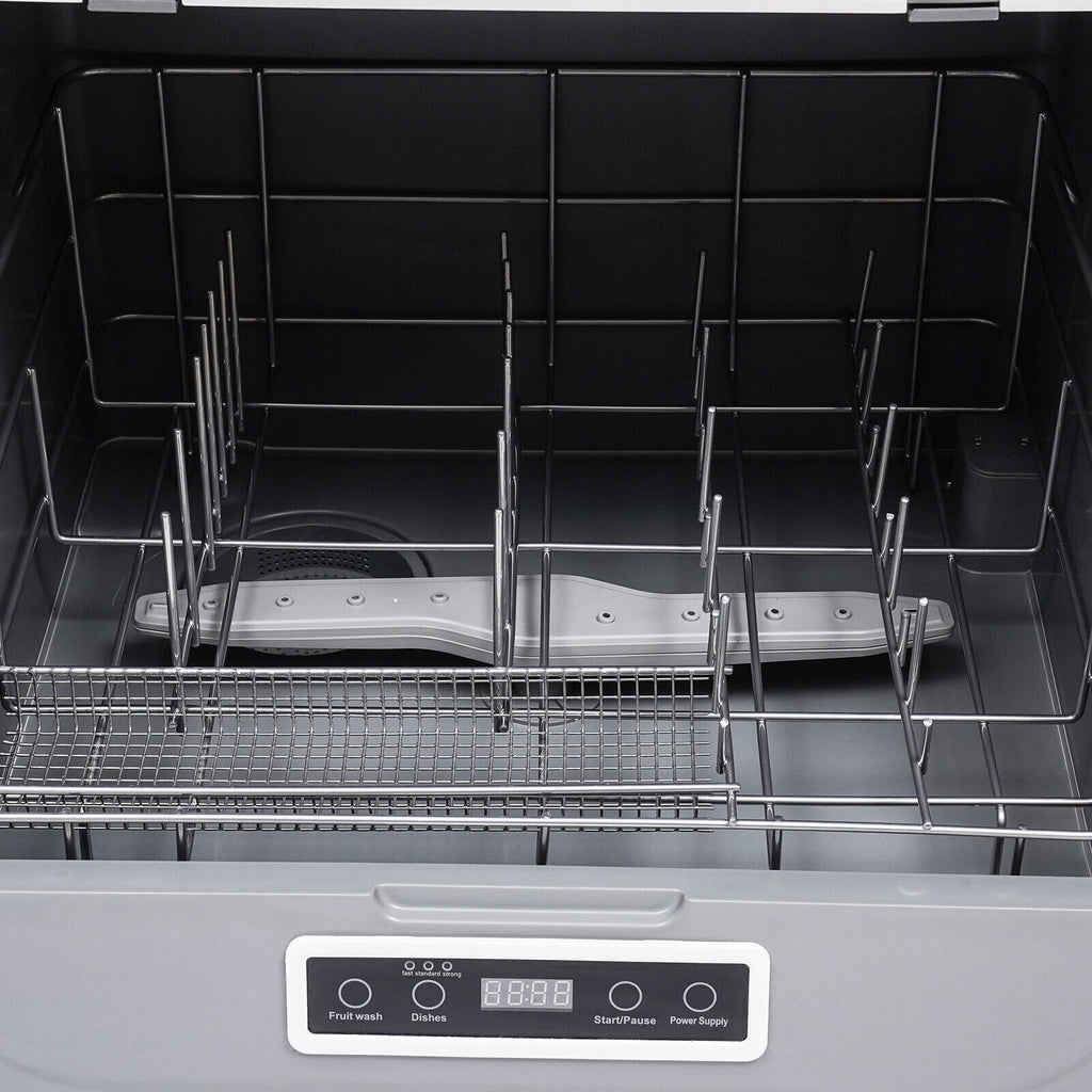 110V 800W Countertop Dishwasher - Stainless Steel,3 Wash Modes + Fruit Wash,Touch Control,Space-Saving,Ideal for Small Kitchens & RVs