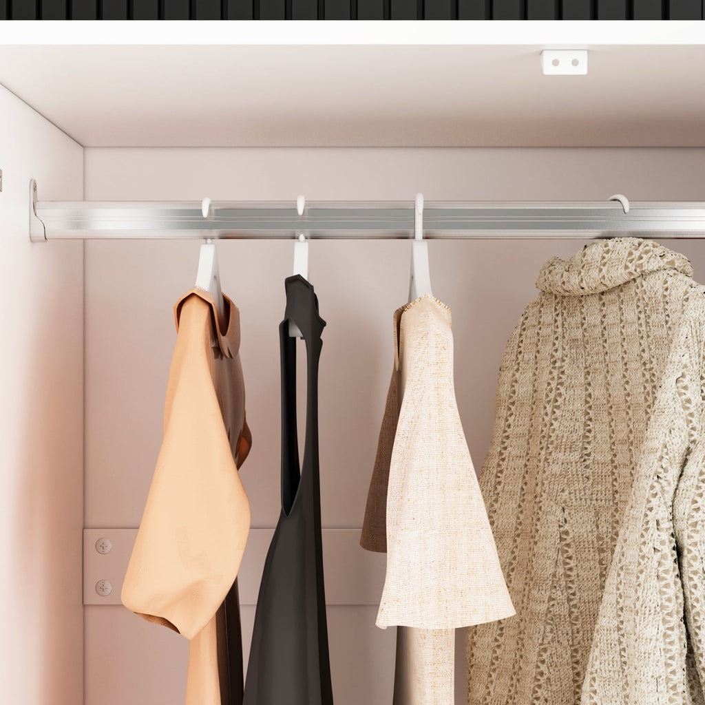 Wiawg 2 Door Wardrobe Armoire,Mirrored Closet Storage with Drawers and Shelves,White