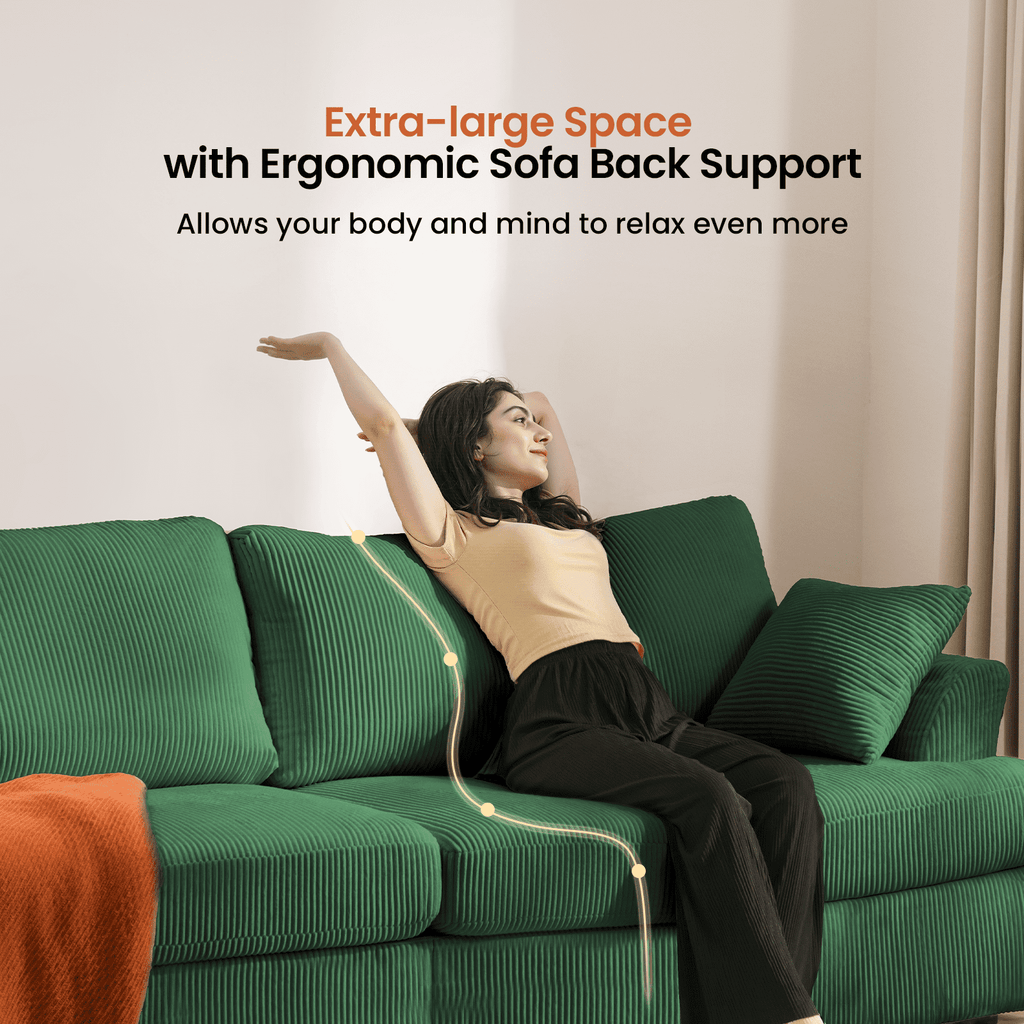 87 Sofa, Comfy Cloud Couch, Upholstered Couch for Living Room, Green