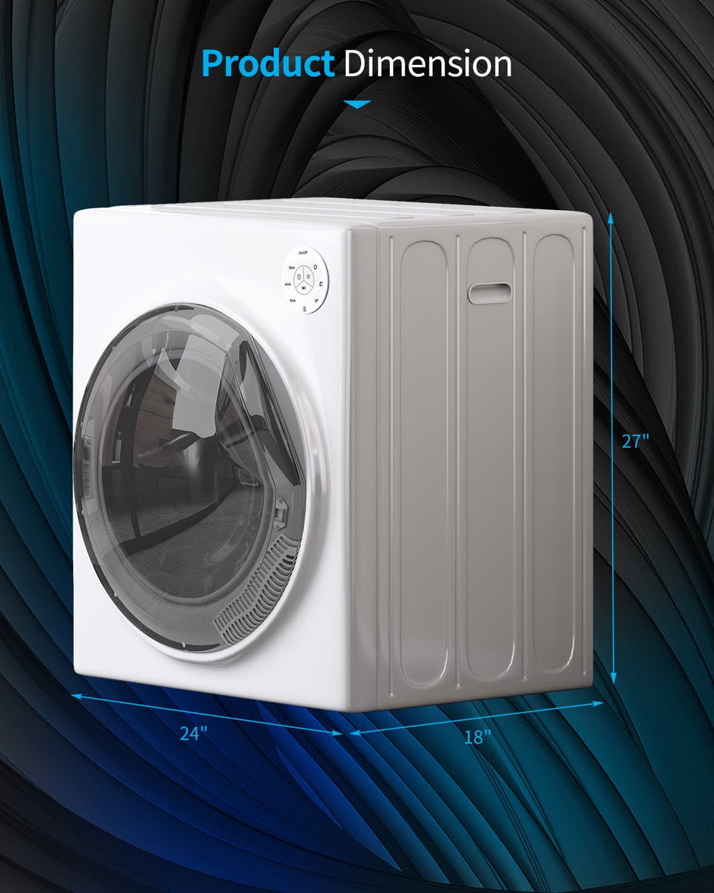 TABU 2.6 cu ft Portable Dryer for Clothes, 8.8 lbs Compact Dryer, Electric Dryer for Apartment,White