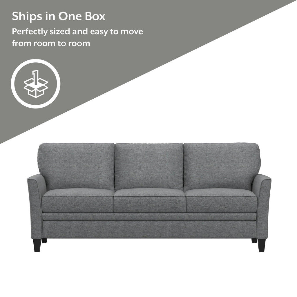 Mainstays Kensington 80 3 Seat Classic Modern Couch, Gray