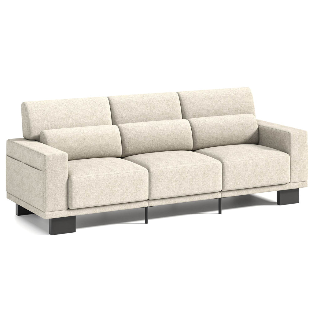 Asofer 89 3 Seater Sofa Couch,  Comfy Extra Deep Seat with Upholstered  3 Pillows for Living Room, Apartment,Dark Gray