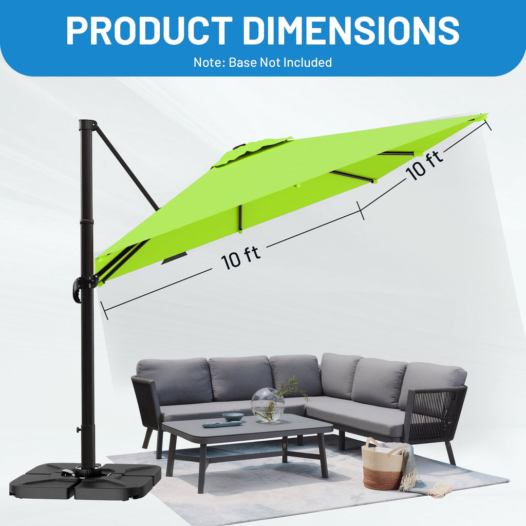 Easthome 10 × 10FT Square Cantilever Patio Umbrella, 360° Rotating Offset Umbrella with Crank, 8 ribs, Outdoor Hanging Roman Umbrella for Garden Deck Backyard, Red