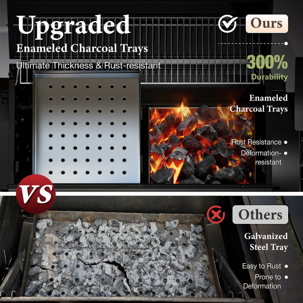 MF Studio Charcoal Grill with Offset Smoker 1015 sq in Extra Large Charcoal BBQ Grill for Outdoor Cooking