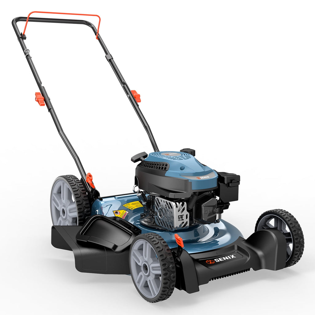 SENIX Gas Lawn mower, 20in Cutting Blade 21in Cutting Deck, 144cc 4-Cycle Engine, Steel Deck with Side Discharge, LSPG-L4